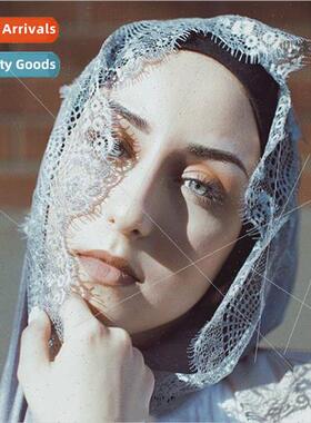 2024 new solid color lace lace scarf small eyelash wrap head