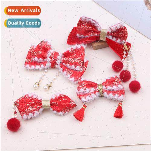 Children headdress accessories pearl pendant bow hair clips