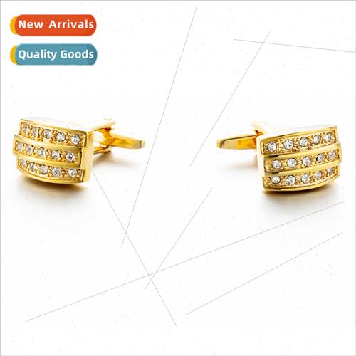 French shirt cufflinks diamond studs three rows diamonds cuf