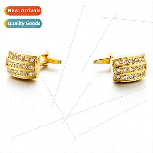 French shirt cufflinks diamond studs three rows diamonds cuf