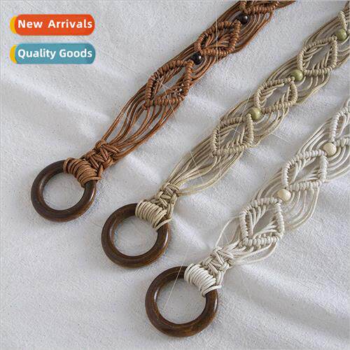 Bohemian waxed rope braided knotting ethnic handmade wooden