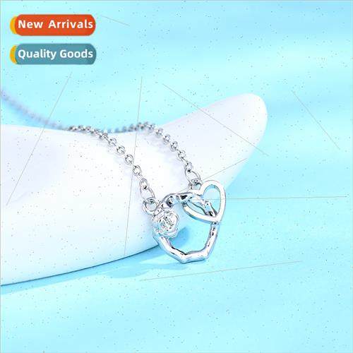 Flower love heart double ring necklace female love sense sum