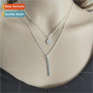 bar diamonds collarbone Korea accessories square chain ins