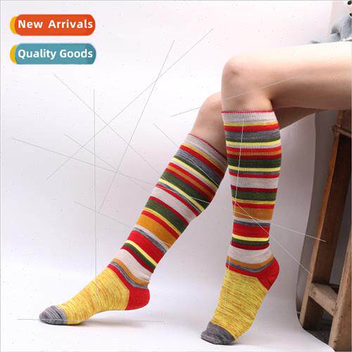 Europe colorful striped stockings women cotton socks colorfu