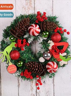 Grinch Wreath 2023 Green Monster Pinecone Vine Wreath Christ