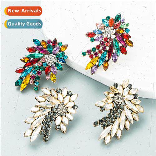 Europe fashion earrings colorful diamond alloy colorful diam
