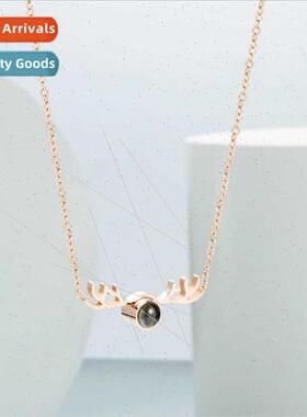 Color gold necklace fashion niche  gold antler pendant taniu