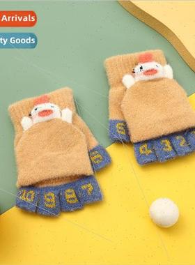 Plush gloves children winter padded thickened baby cute ltle