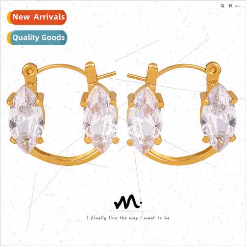 Retro earrings ins tanium steel ancient wind wh diamond fash