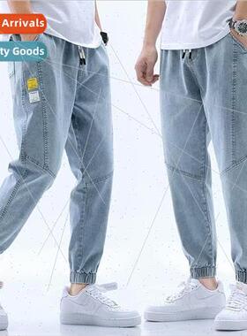 2020 summer new jeans mens loose drawstring leg Harlan nine-