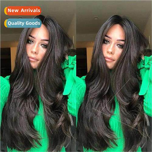 Center parted long curly women long hair big wave curly blac