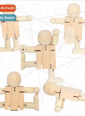 Variety wooden robots whe blank wooden DIY wooden man puppet