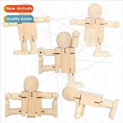 Variety wooden robots whe blank wooden DIY wooden man puppet