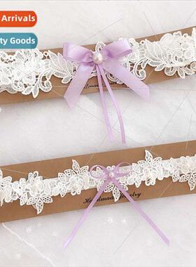 LW22 Europe Bridal Lace Garter Pearl Ribbon Garter Sexy Leg