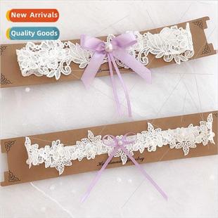 LW22 Europe Bridal Lace Garter Pearl Ribbon Garter Sexy Leg