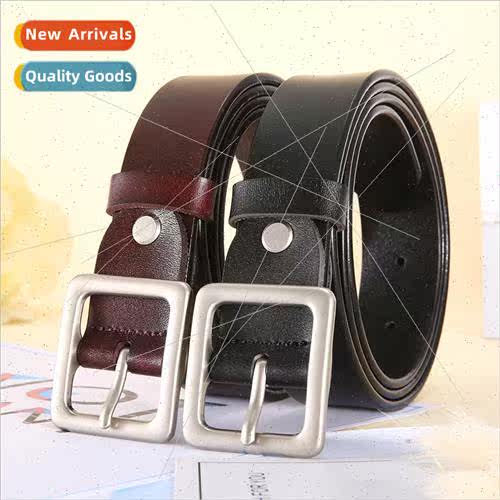New leather day word buckle belt Korea two layer cowhide nd
