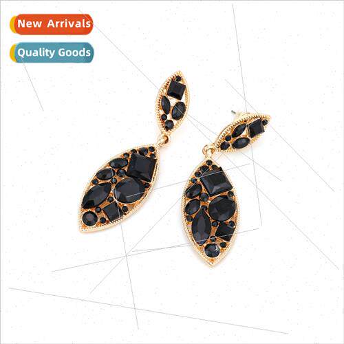 alloy hollow inlaid colorful diamond drop pendant earrings p