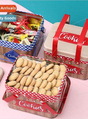 Europe tinplate cookie box rustic portable cake cookies cand