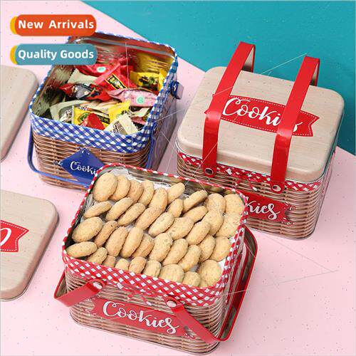 Europe tinplate cookie box rustic portable cake cookies cand