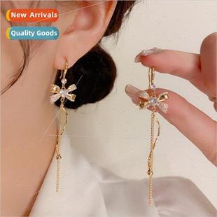 bow tassel niche zirconia fashion sweet love hooks Korea ear