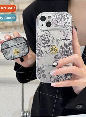 INS Electroplated Silver Sketch Flower 适用 iPhone15/14ProMa