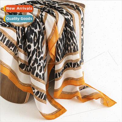 Leopard warp knting printed long scarf female light luxury w