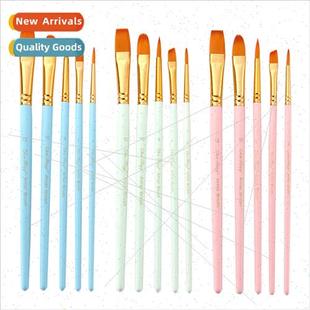 Nylon Rod Watercolor Brush Tip Blue Multi Hair Set Matte