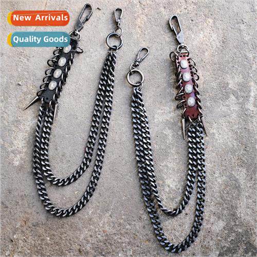 Europe Men Punk Metal Jeans Chain Double Loop mple Waist Cha