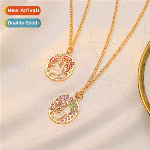 Fashion hollow cat rabb necklace alloy pendant cute girl jew