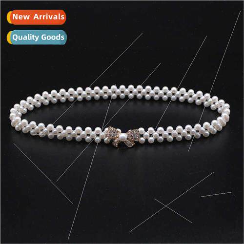 Korea sweet fashion pearl rhinestone inlaid bow buckle head