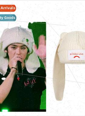 fall winter cute cat pig ears label wool cap thickened warm