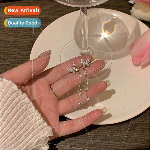 S925 silver needle ins female butterfly tassel earrings new