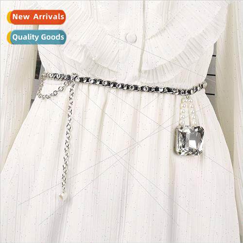 Metal braided chain inlaid diamond pearl decoration hundred