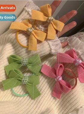 Spring pure desire wind sweet bow hair card rubber band pink