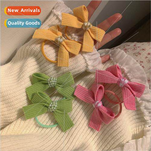 Spring pure desire wind sweet bow hair card rubber band pink