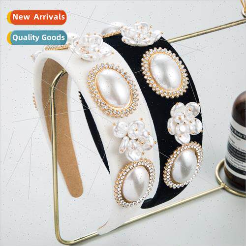 Hair bands French vintage velvet diamonds pearls floral head
