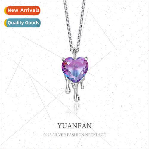 925 silver Dissolving Heart Necklace Female che Gradient Zir - 实物图