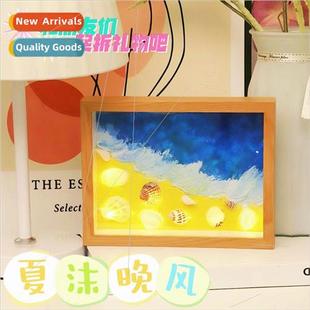 luminous light shell photo ornamen beach desktop night frame