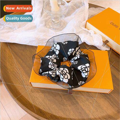 French black whe Vintage ins organza wooden ear edge wind ro