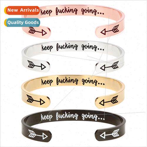 double arrow bracelet keep fucking going stainless steel cor