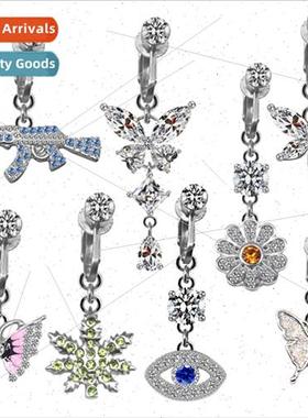 Europe Gun Belly Button Ring Maple Leaf Eyes Butterfly Drago