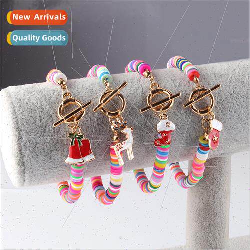 Beach bohemian colorful soft ceramic circle buckle bracelet