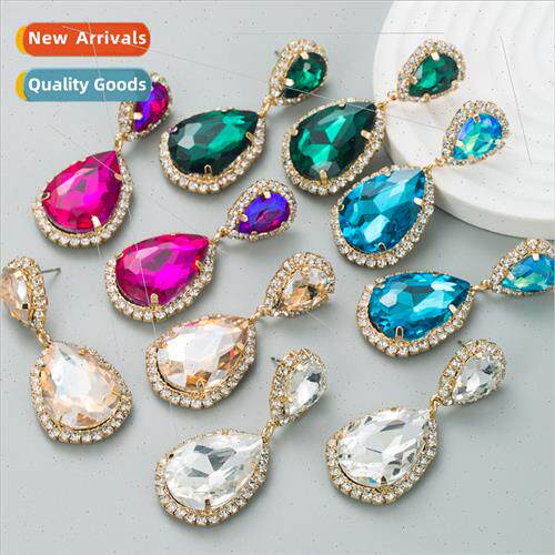 Europe fashion new multi-layer teardrop glass diamond alloy