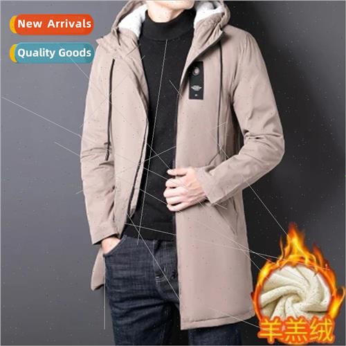 Autumn winter hooded business padded medium-length windbreak