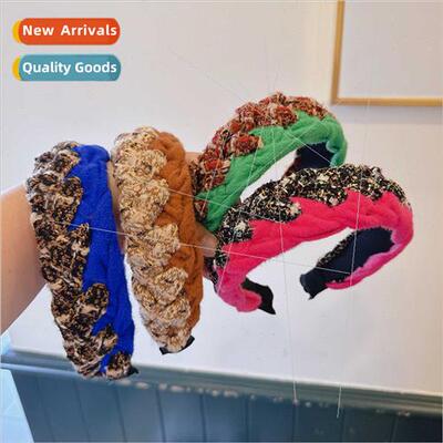 Autumn winter tweed twist weaving wide  ageing hair card hea