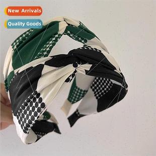 retro wide wave band headdress green daily hairpin Hair edge