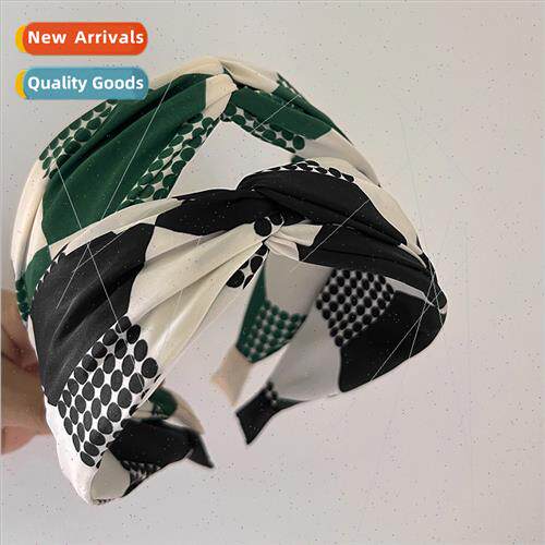 Hair band daily retro wide edge hairpin green wave headdress