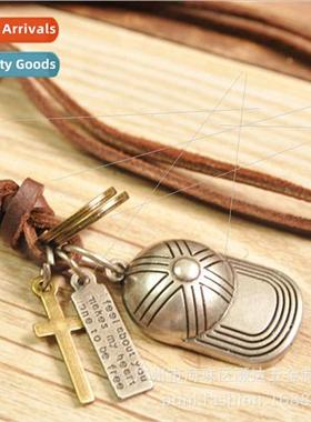 Korea cowhide rope necklace student jewelry men women long s