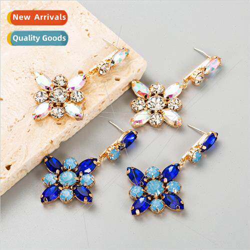 Europe fashion creative alloy diamond jewelry earrings cross
