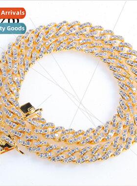 Hip Hop 9mm Zirconia Cuban Necklace适用Men Women Couple Simp